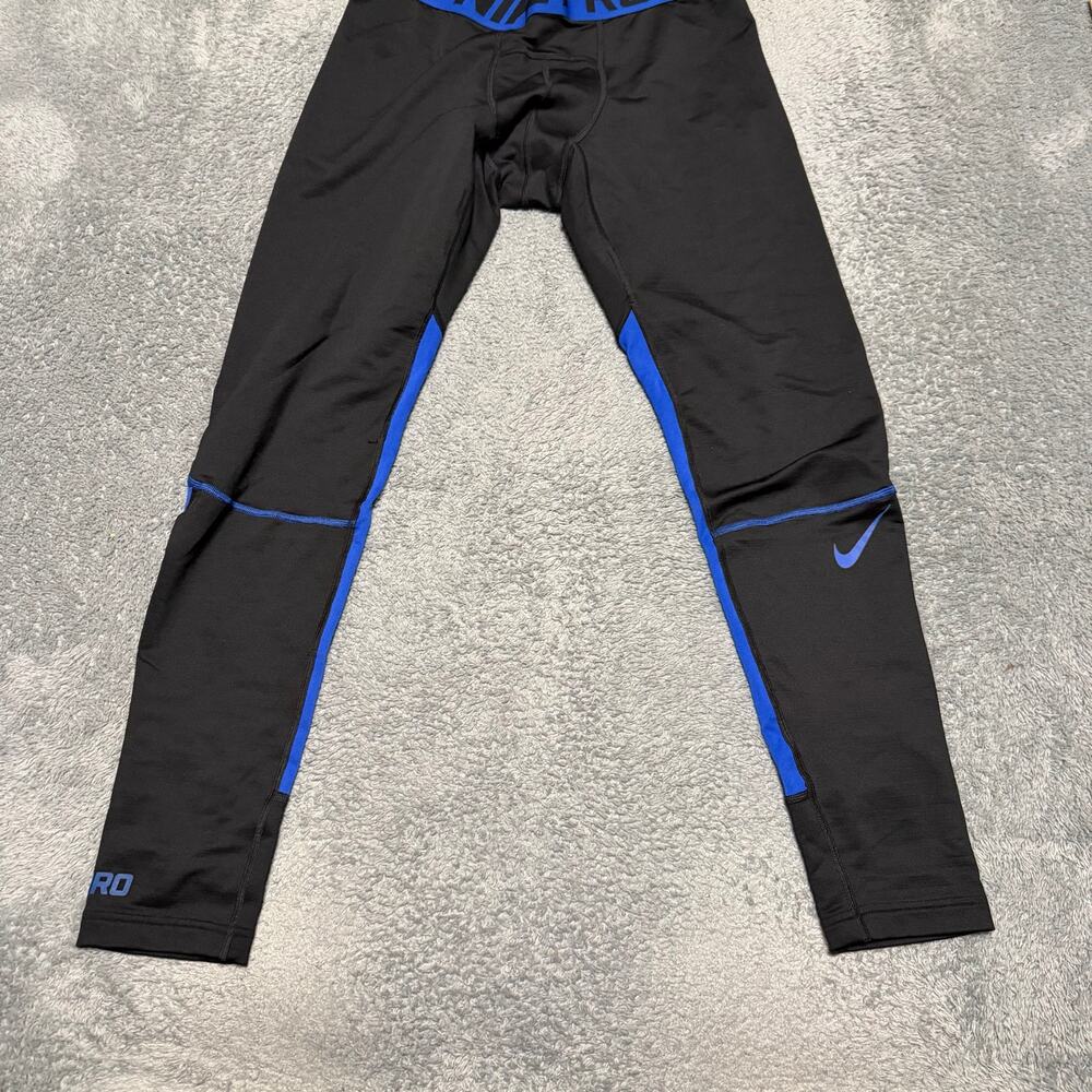 Nike Pro Pants Leggings Mens XXL Hyperwarm Black Blue Compression